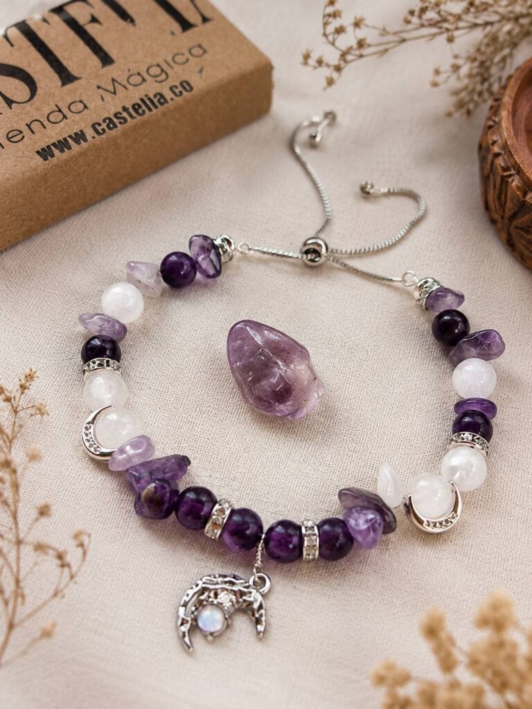 pulsera amatista y cuarzo blanco para la paz y equilibrio