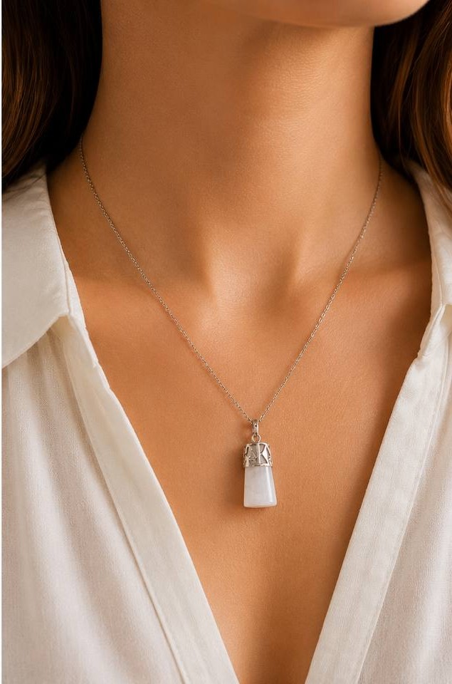 collar de limpieza energetica, cuarzo blanco de cilinro castelia