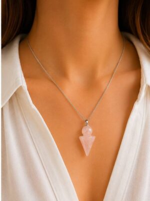 Collar cuarzo rosado trompo para el amor castelia