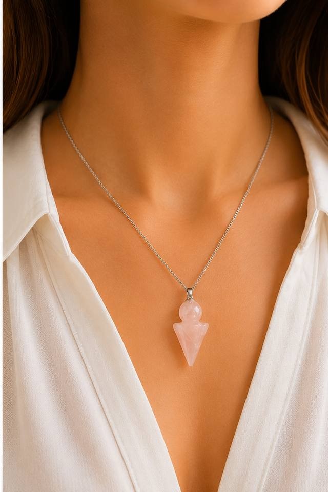 Collar cuarzo rosado trompo para el amor castelia